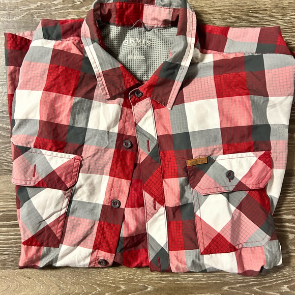 Orvis Men's Red and Gray Checkered Shirt, size XXL - Picture 3 of 3